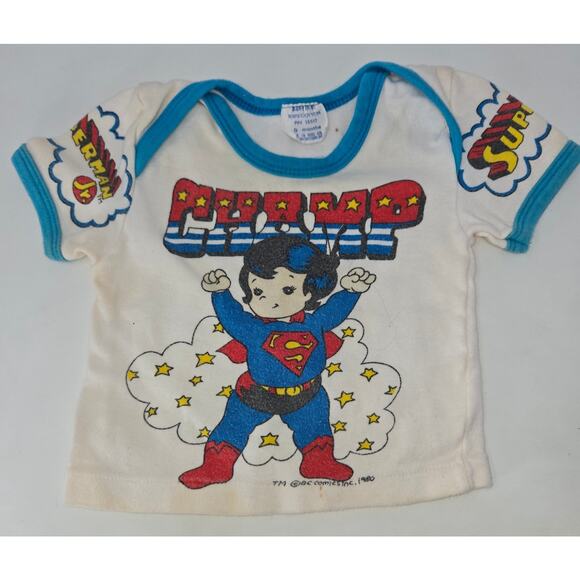 Vintage Superman Jr 1978 Champ Infant Baby T-Shirt 9 Months White Baby Fair - Picture 1 of 9